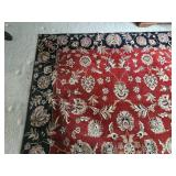 Jaipour Styled Red Oriental Rug with Blue Boarder