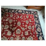 Jaipour Styled Red Oriental Rug with Blue Boarder