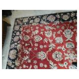 Jaipour Styled Red Oriental Rug with Blue Boarder