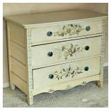 Shaker Style 3 Drawer Dresser with Adorned with Floral Design