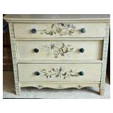 Shaker Style 3 Drawer Dresser with Adorned with Floral Design