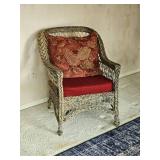 Distressed Wicker Barrel Armchair