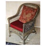 Distressed Wicker Barrel Armchair