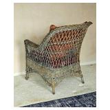 Distressed Wicker Barrel Armchair