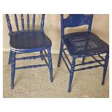 Blue Painted Pressed back Chairs