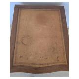 Henredon Heritage Vintage Burlwood Drawered Accent Table with Leather Inlay Surface