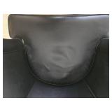 Suave MCM Tacked Black Leather Rolling Parlour Chair