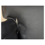 Suave MCM Tacked Black Leather Rolling Parlour Chair