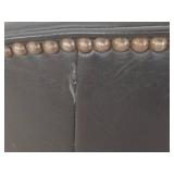 Suave MCM Tacked Black Leather Rolling Parlour Chair