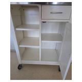 Stainless Steel Topped Rolling Kitchen Island Cabinet - Cream