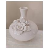 Vintage Raised Relief White Floral Vase Collection - (3)