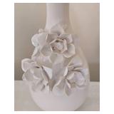 Vintage Raised Relief White Floral Vase Collection - (3)