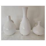 Vintage Raised Relief White Floral Vase Collection - (3)