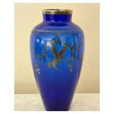 Breathtaking Vintage MCM Sterling Silver Rimmed Cobalt Glass Vase