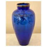 Breathtaking Vintage MCM Sterling Silver Rimmed Cobalt Glass Vase