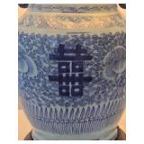 Double Happiness Chinese Porcelain Vase Lamp - Qing Dynasty Styled - B