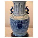 Double Happiness Chinese Porcelain Vase Lamp - Qing Dynasty Styled - B