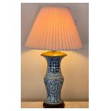 Happiness Chinese White Painted Porcelain Table Lamp - Qing Dynasty Styled