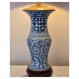 Happiness Chinese White Painted Porcelain Table Lamp - Qing Dynasty Styled