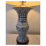 Happiness Chinese White Painted Porcelain Table Lamp - Qing Dynasty Styled