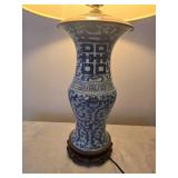 Happiness Chinese White Painted Porcelain Table Lamp - Qing Dynasty Styled