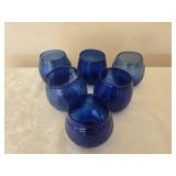 Amazing Mid-Century Modern Swirl Cobalt Glass Candleholder Set - (6)