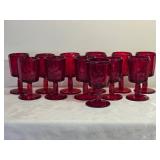 Vintage Westmoreland Ruby Red Paneled Grape Vine Wine Glass Set - (12)