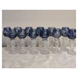 Brilliant Mid-Century Modern Cut to Clear Indigo Champagne Glass Set - (12)