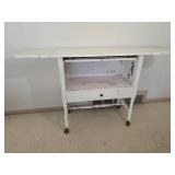 Vintage Weathered Drop-Leaf Rolling Tea Server