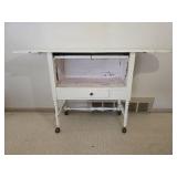 Vintage Weathered Drop-Leaf Rolling Tea Server