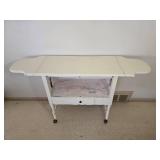 Vintage Weathered Drop-Leaf Rolling Tea Server