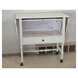 Vintage Weathered Drop-Leaf Rolling Tea Server