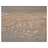 Blonde Square Glass Surface Coffee Table with Floral Carved Accents