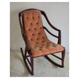 Vintage Tufted Carved Wood Frame Rocking Chair