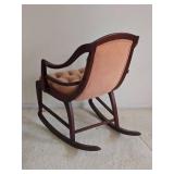 Vintage Tufted Carved Wood Frame Rocking Chair