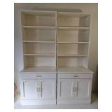 Elegant White Bookshelf Bedside Table Pair