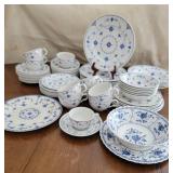 English Furnivals Chinaware Service ~ Blue and White Half Lace Pattern