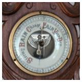 Antique Carved Walnut Wall Barometer
