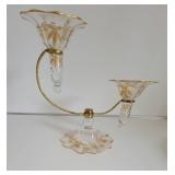 Graceful Gold Leaf Double Bowl Floral Vase
