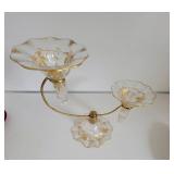 Graceful Gold Leaf Double Bowl Floral Vase