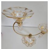 Graceful Gold Leaf Double Bowl Floral Vase
