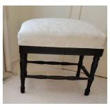 White Jacquard Black Base Ottoman Seat