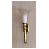 Large Brass Colonial Glass Lantern Wall Sconse, pair