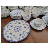 English Furnivals Chinaware Service ~ Blue and White Half Lace Pattern
