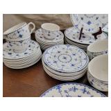 English Furnivals Chinaware Service ~ Blue and White Half Lace Pattern