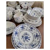 English Furnivals Chinaware Service ~ Blue and White Half Lace Pattern