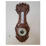 Antique Carved Walnut Wall Barometer