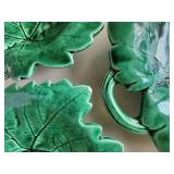 Vintage French Green Leaf Majolica Serving Plates ~ 6