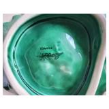 Vintage French Green Leaf Majolica Serving Plates ~ 6