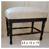 White Jacquard Black Base Ottoman Seat